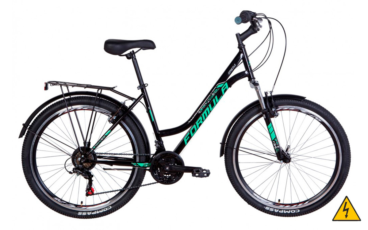 Фотография Электровелосипед 26" Formula OMEGA 26" 350W +PAS (2021) 2021 Черно-зеленый